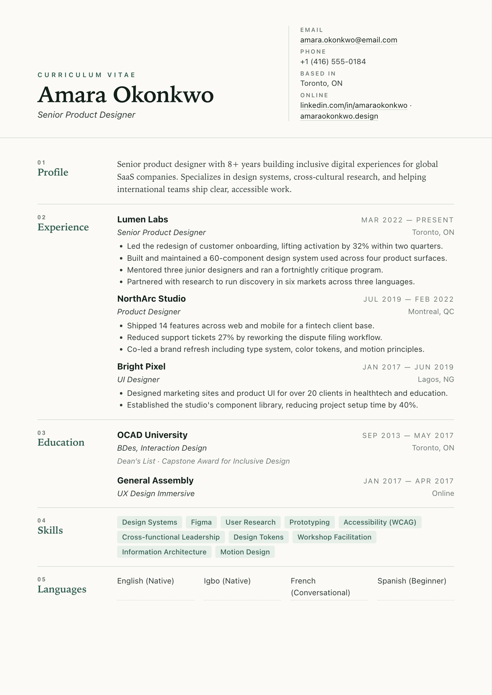 Modern Canadian resume template preview